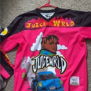 Nostalgia Juice WRLD Hockey Jersey - Pink & Black & Yellow